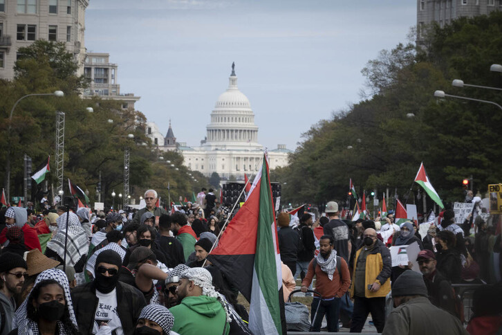 Manifestación por Palestina en Washington.