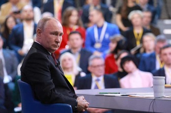 Vladímir Putin, durante la rueda de prensa televisada de este jueves.