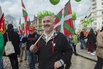 Josu Unanue Euskal Errepublikaren aldeko manifestazio batean, 2018an.