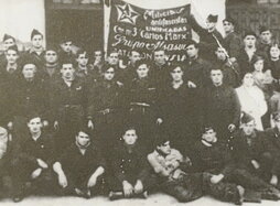Imagen del batallón de Alsasua de las Milicias antifascistas unificadas. Compañía numero 3 Carlos Marx del Batallón Rusia.