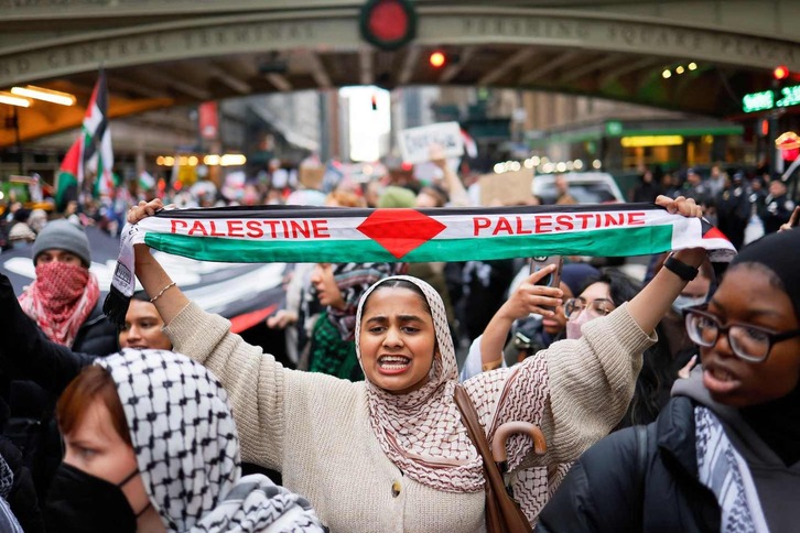 Marcha en apoyo a Palestina en las calles de Nueva York.