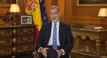 El rey español, durante su discurso de Navidad.