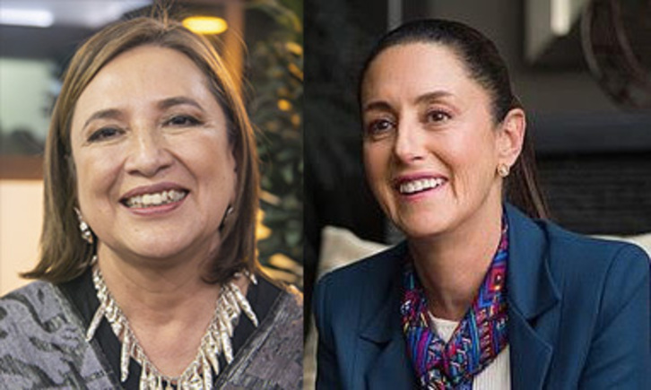 De izquierda a derecha, Xóchitl Galvez y Claudia Sheinbaum, las dos principales candidatas a la presidencia de México.