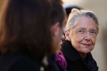 Élisabeth Borne, el 5 de diciembre, durante el homenaje de Estado al expresidente de la Comisión Europea, Jacques Delors.