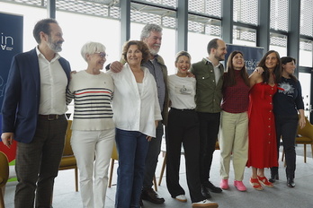 Líderes de Equo, Ezker Antitza, Podemos, Alianza Verde y Sumar, juntos en la campaña del 23-J.