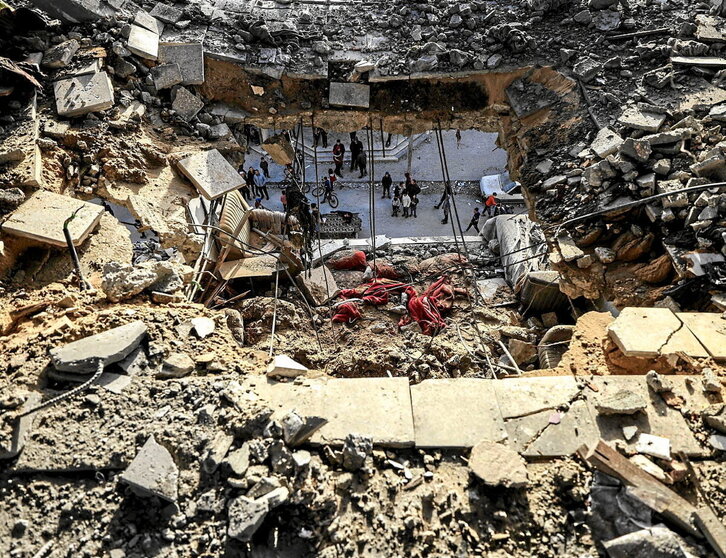 Vivienda destruida de la familia Nofal, en Rafah.