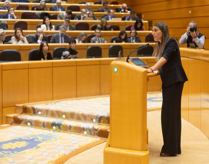 La portavoz de Junts en el Congreso, Miriam Nogueras, este miércoles en una sesión celebrada en el Senado.