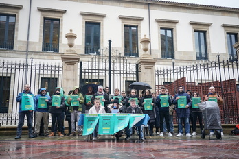Comparecencia de los colectivos convocantes ante el Parlamento de Gasteiz.