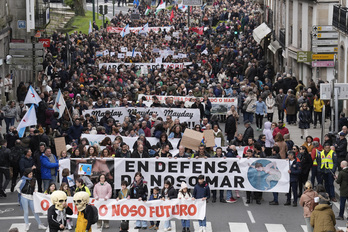 Manifestación celebrada este domingo en Santiago de Compostela.