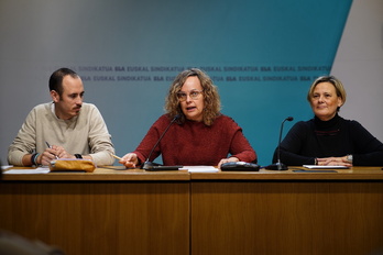 Imagen de la rueda de prensa que ha celebrado ELA este lunes en Bilbao.