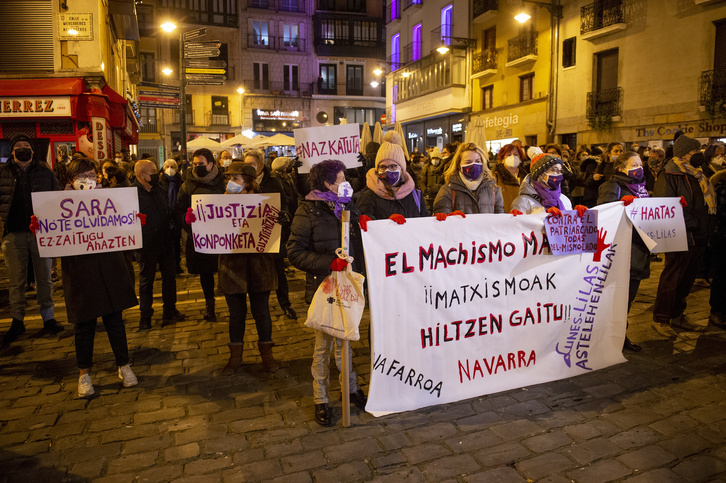 Manifestación en Iruñea tras el crimen de Sara Pina.