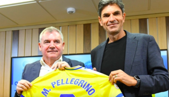 Mauricio Pellegrino junto al presidente del Cádiz, Manuel Vizcaino.