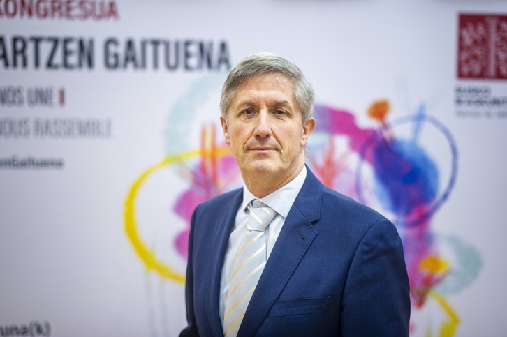 Patxi Juaristi, presidente del XIX Congreso de Eusko Ikaskuntza, hoy en Gasteiz.