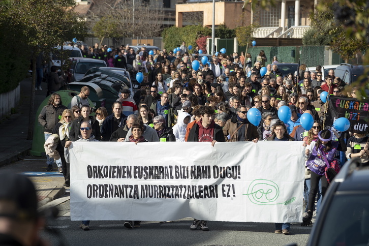 Movilización en Orkoien en defensa del euskara, en una imagen de archivo.