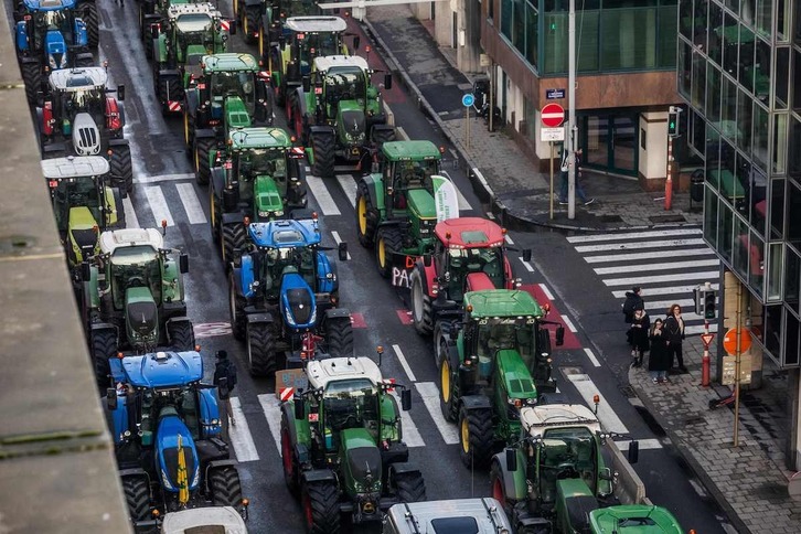 Los tractores tomaron Bruselas en febrero ante la cumbre comunitaria.