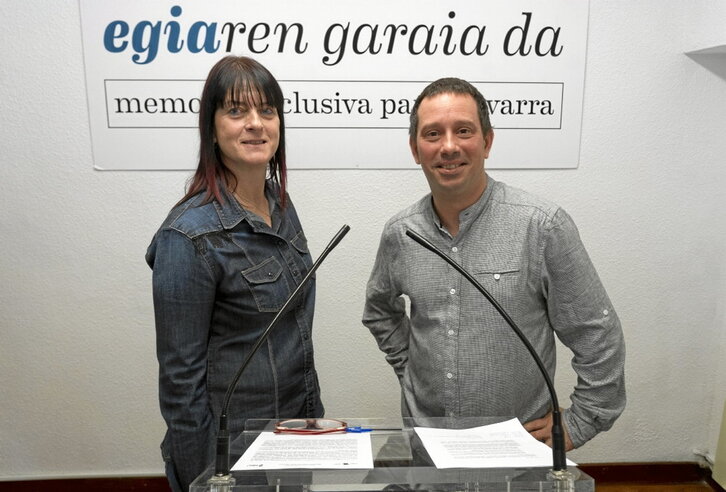 Aitziber Berrueta y Jorge Txokarro, ayer en la nueva sede de Egiari Zor.