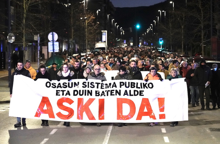 Manifestación celebrada el pasado 19 de enero en Laudio por la muerte de un vecino en el PAC de la localidad.