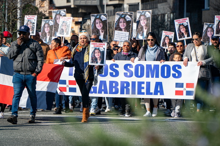Cabecera de la manifestación por la desaparecida Gabriela Reyes.