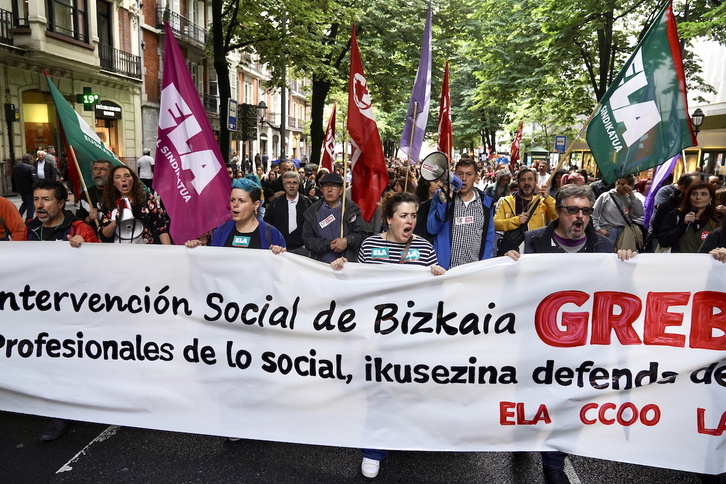 Movilización anterior de las trabajadoras de la Intervención Social en Bizkaia.