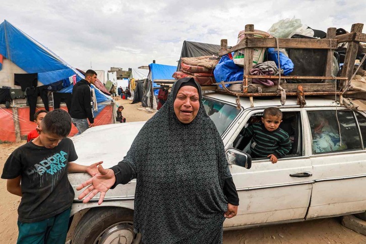 Refugiados palestinos en Rafah. 