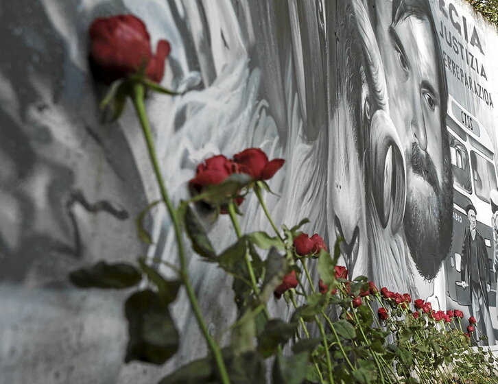 Mural en recuerdo a Mikel Zabalza, muerto tras sufrir torturas en 1985.