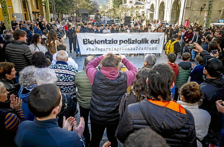 Movilización llevada a cabo el sábado en solidaridad con Xuhar y para denunciar lo ocurrido en Tolosa.