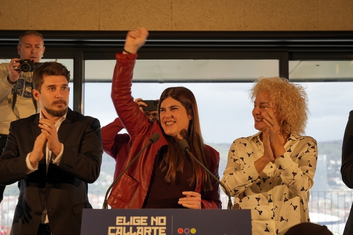 Miren Gorrotxategi, en el acto político celebrado por Elkarrekin Podemos en Bilbo.