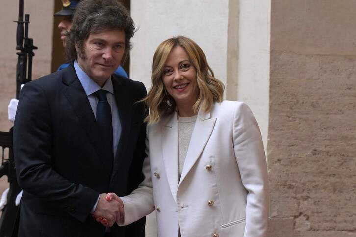 Meloni, con el presidente argentino Javier Milei, hace un par de semanas.