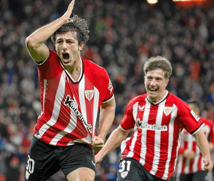 Unai Gómez celebra el gol con el que el Athletic ganó en la primera vuelta.