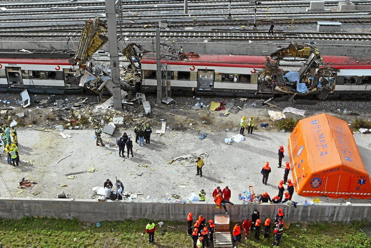Uno de los trenes de cercanías en los que estallaron el 11 de marzo de 2004 las bombas en la estación de Atocha.