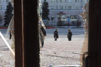 Daños tras un ataque en Belgorod, Rusia.