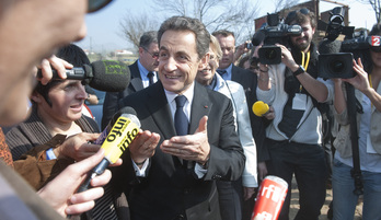 Nicolas Sarkozy, 2012ko hauteskunde kanpainan Euskal Herrira egindako bisitan.