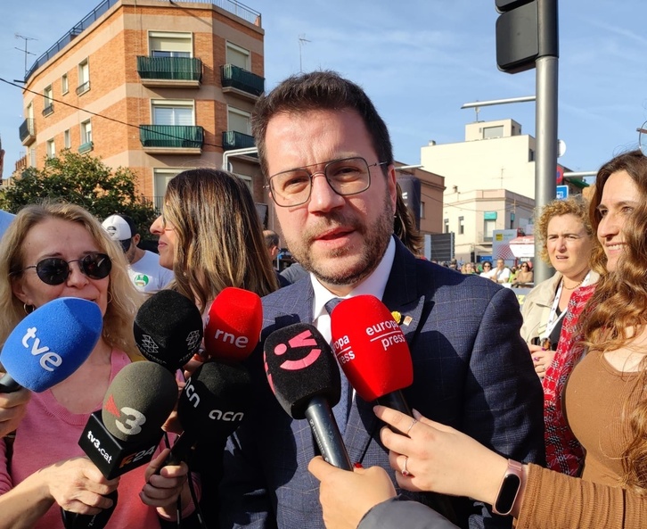 Pere Aragonès ha respondido en Viladecans a preguntas de las periodistas.