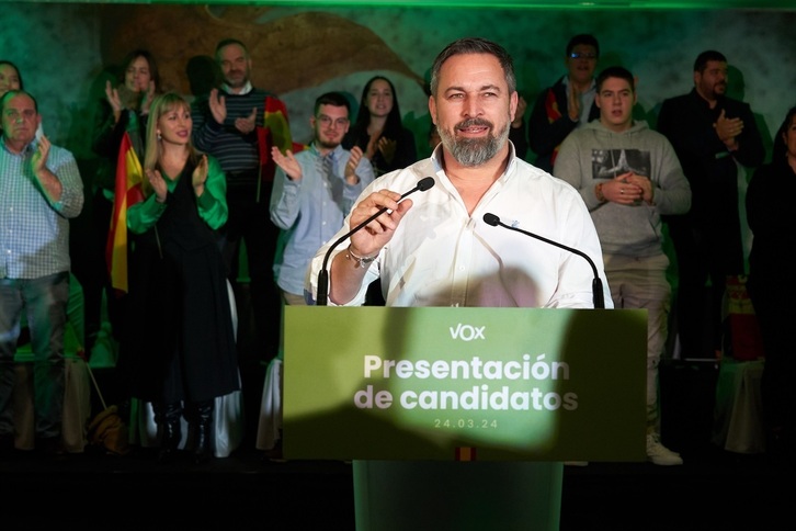 Santiago Abascal, en el acto de presentación de candidatos en Gasteiz.