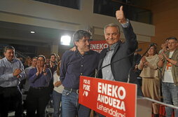 Andueza y Rodríguez Zapatero, en el acto de ayer en Irun.