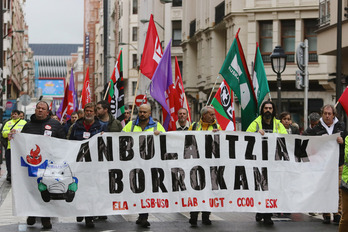 Imagen de archivo de una movilización sindical en Bilbo.