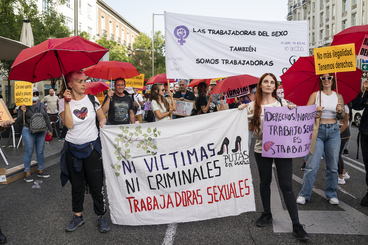 Movilización en Madrid para reivindicar los derechos laborales de las trabajadoras sexuales. 