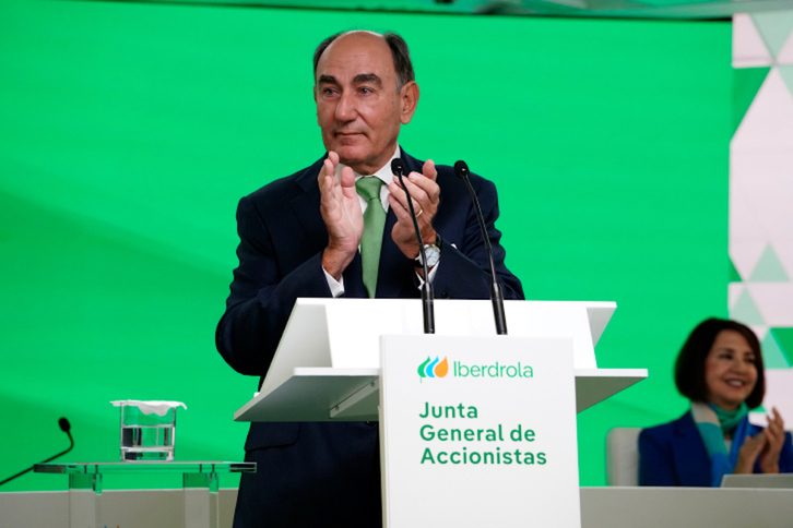El presidente de Iberdrola, Ignacio Sánchez Galán, en la Junta de Accionistas de mayo.