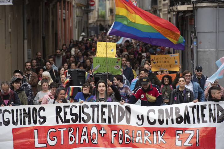 Manifestación en Iruñea en el día contra la LGTBIfobia.