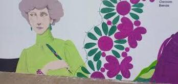 Carmen Barojaren omenez egindako murala, bere irudiarekin.