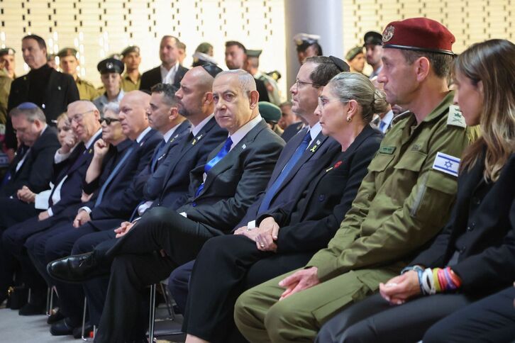 Netanyahu y Herzog, durante un reciente acto de homenaje a los soldados israelíes.