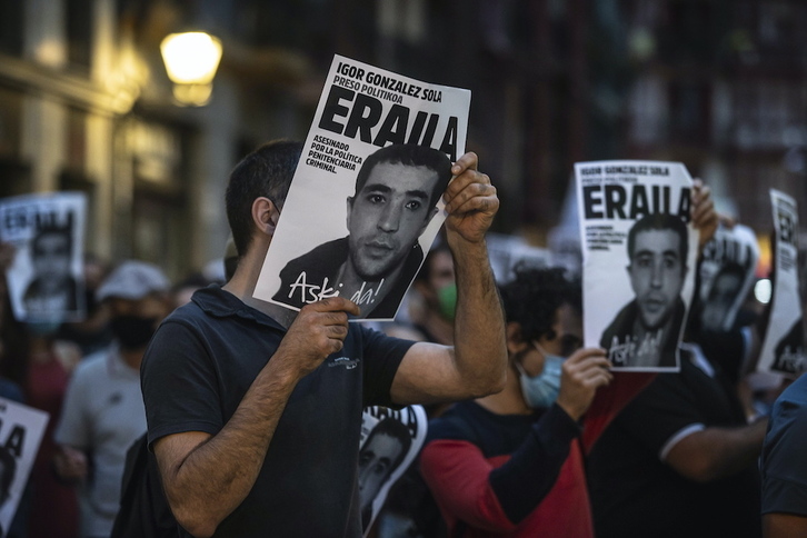 Manifestación contra la política penitenciaria tras la muerte de Igor González Sola.