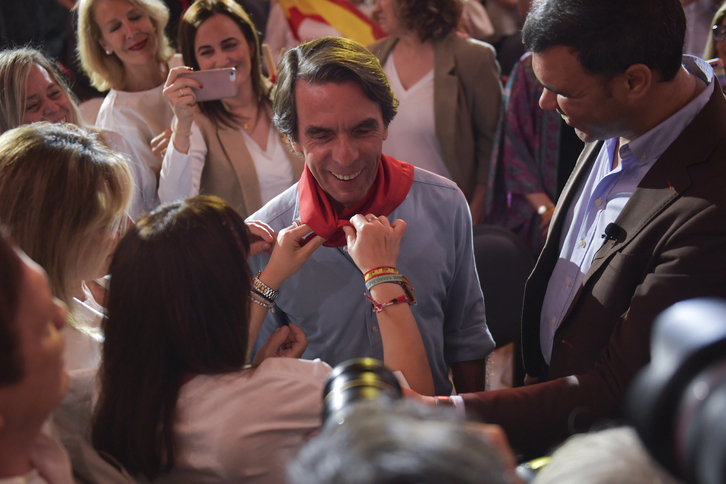 José María Aznar, durante el acto del PP este viernes en el Baluarte. 