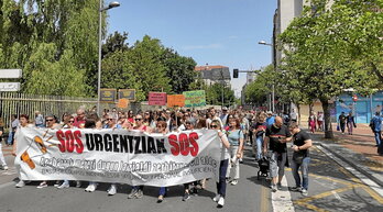 Imagen de la manifestación que ayer recorrió las calles de Gasteiz.