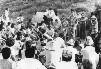 Imagen de una de las varias ocupaciones de fincas que protagonizaron los jornaleros andaluces.