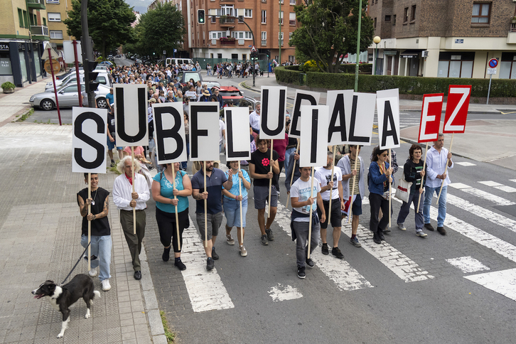 Manifestación contra el proyecto de subfluvial, este sábado en Getxo.