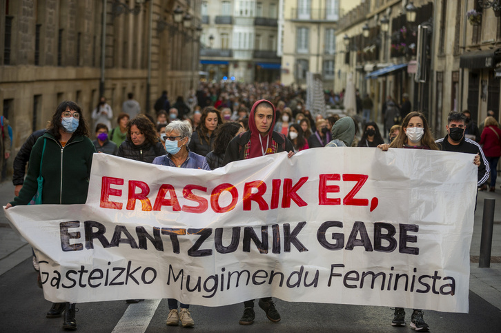 Imagen de archivo de una movilización contra la violencia machista en Gasteiz.