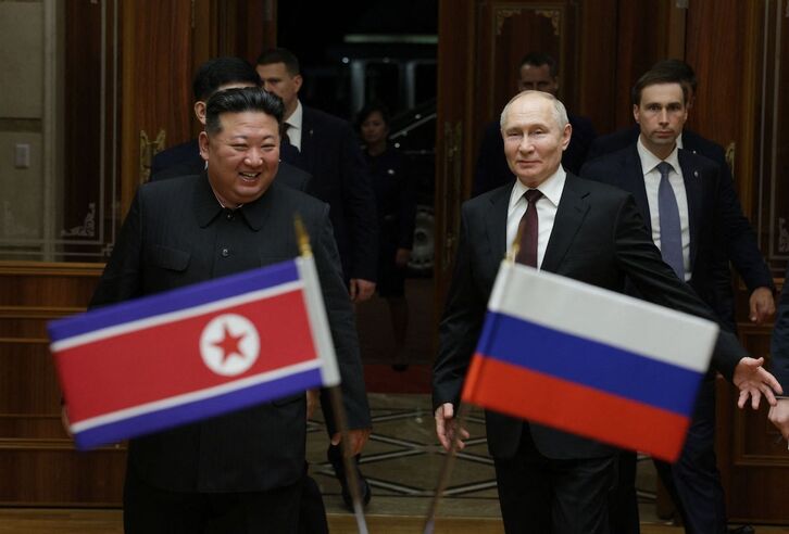 Kim Jong-un y Vladimir Putin firmaron un tratado de asociación estratégica.