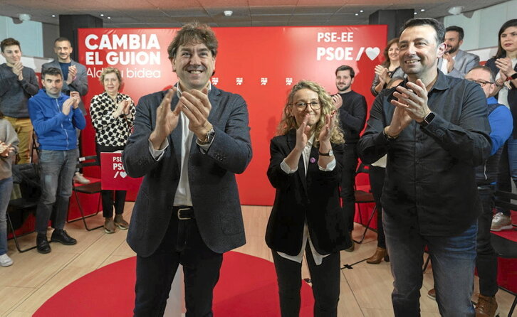 Eneko Andueza, Patricia Campelo, posible consejera de Igualdad, y Mikel Torres, vicelehendakari segundo.