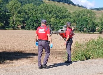 El trabajador herido ha sido trasladado al HUN en helicóptero.